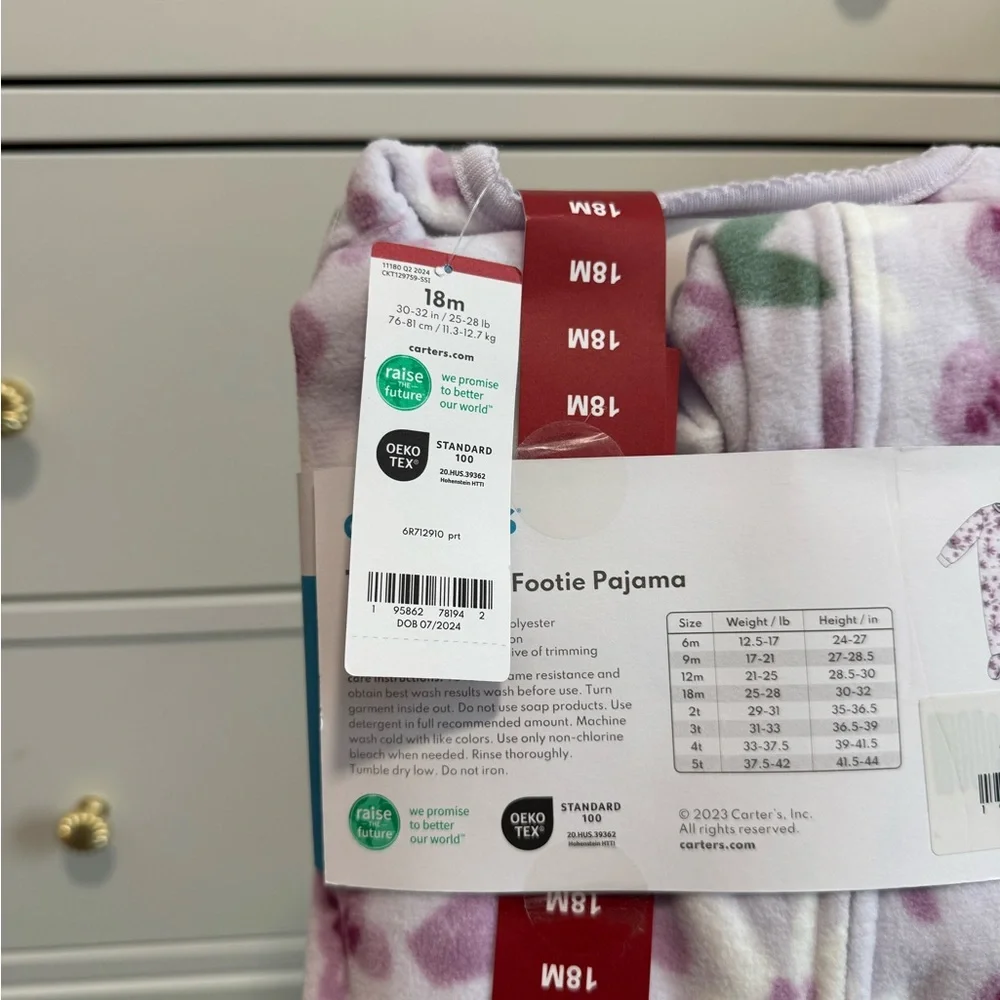 CARTERS fleece footed pajamas - Picture 4 of 7